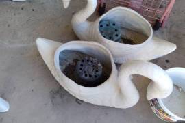 3 Swan Vases Planters