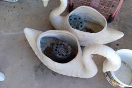 3 Swan Vases Planters