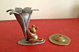 Adorable Pewter and Brass Candle Holder with Snuffer