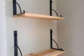 2 Wall Shelves and Metal Brackets - Max Load 132 lbs