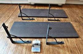 2 Wall Shelves and Metal Brackets - Max Load 132 lbs