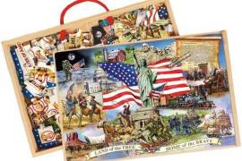 American presidents and Land of The Free wooden puzzle